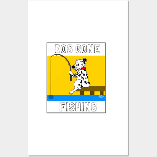 DOG GONE FISHING DALMATION CARTOON Posters and Art